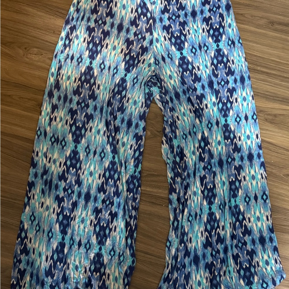 Vibrant Blue and White Patterned Pants